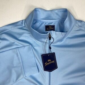 Tourney Men XL Light Blue Micro Stripe Quarter Zip Performance Golf Pullover NEW